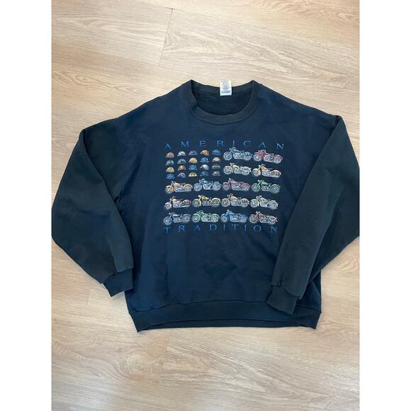 VTG‎ American legends motorcycle crewneck sweatshirt size large - Picture 1 of 5